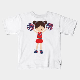 Cheerleaders, Cheerleading, Cute Girl, Brown Hair Kids T-Shirt